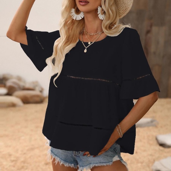 Boho Ruffle Sleeve Oversized Blouse - Picture 10 of 10